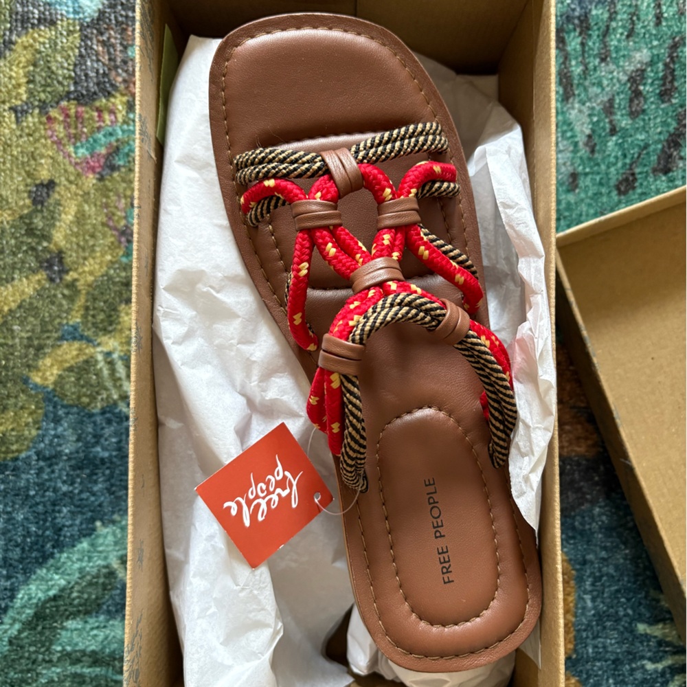 Free People Brown and Red Rope Sandals NWT